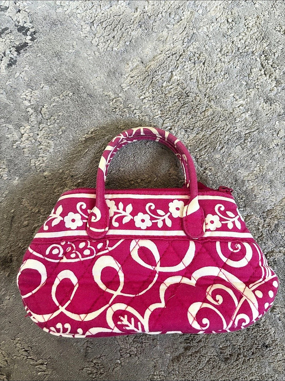 Vera Bradley Mod Floral Pink Bowler Bag Floral Satchel in Pink & White